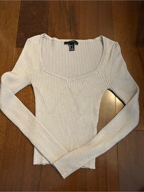 Forever 21 Women’s S Violet Minimal Ribbed Long Sleeve Stretchy Blouse Top
